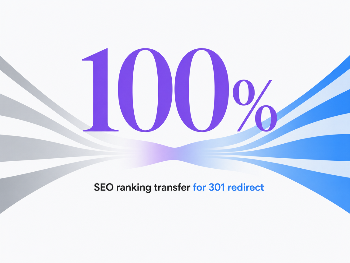 Infographic showing SEO ranking transfer for 301 redirect