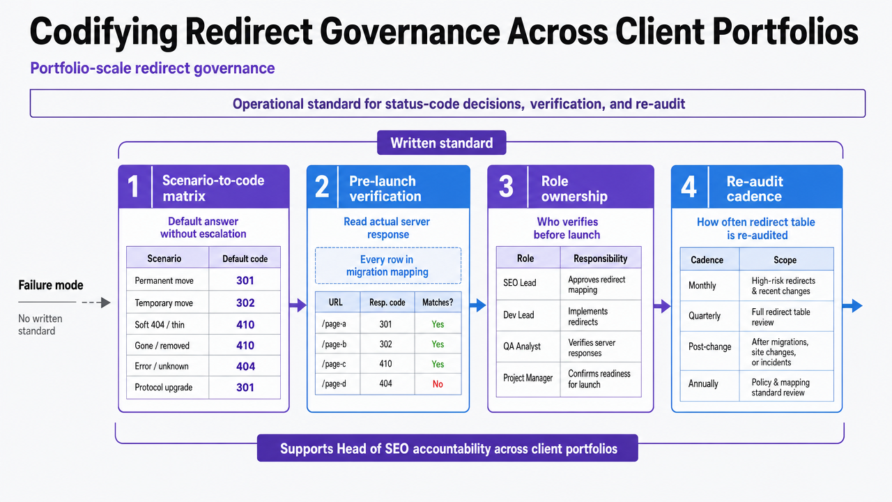 Visualize the four governance artifacts as a process framework that supports the operating model described in the section