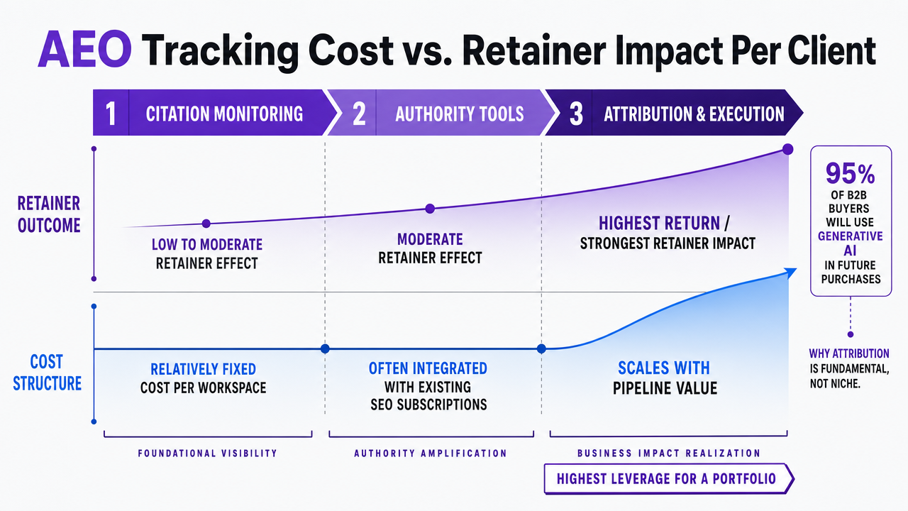 Reinforce the comparison table in this section by visualizing the trade-off between the three stack layers on cost structure and retainer outcome, directly supporting the section's operational argument