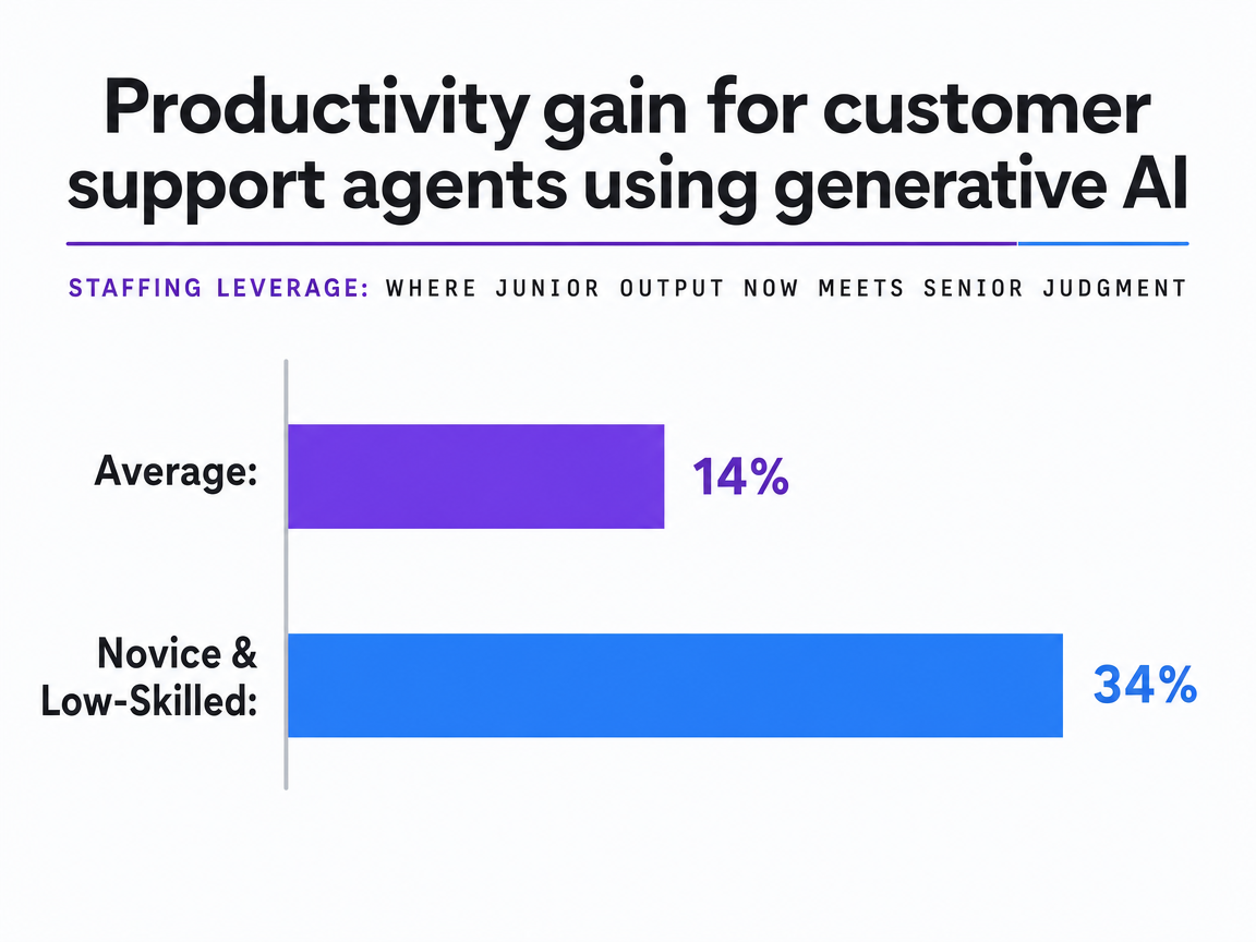 Chart showing Productivity gain for customer support agents using generative AI