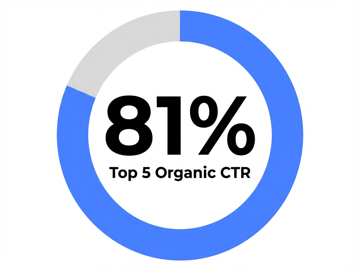 Infographic showing Click-Through Rate for Top 5 Organic Search Results: 81%