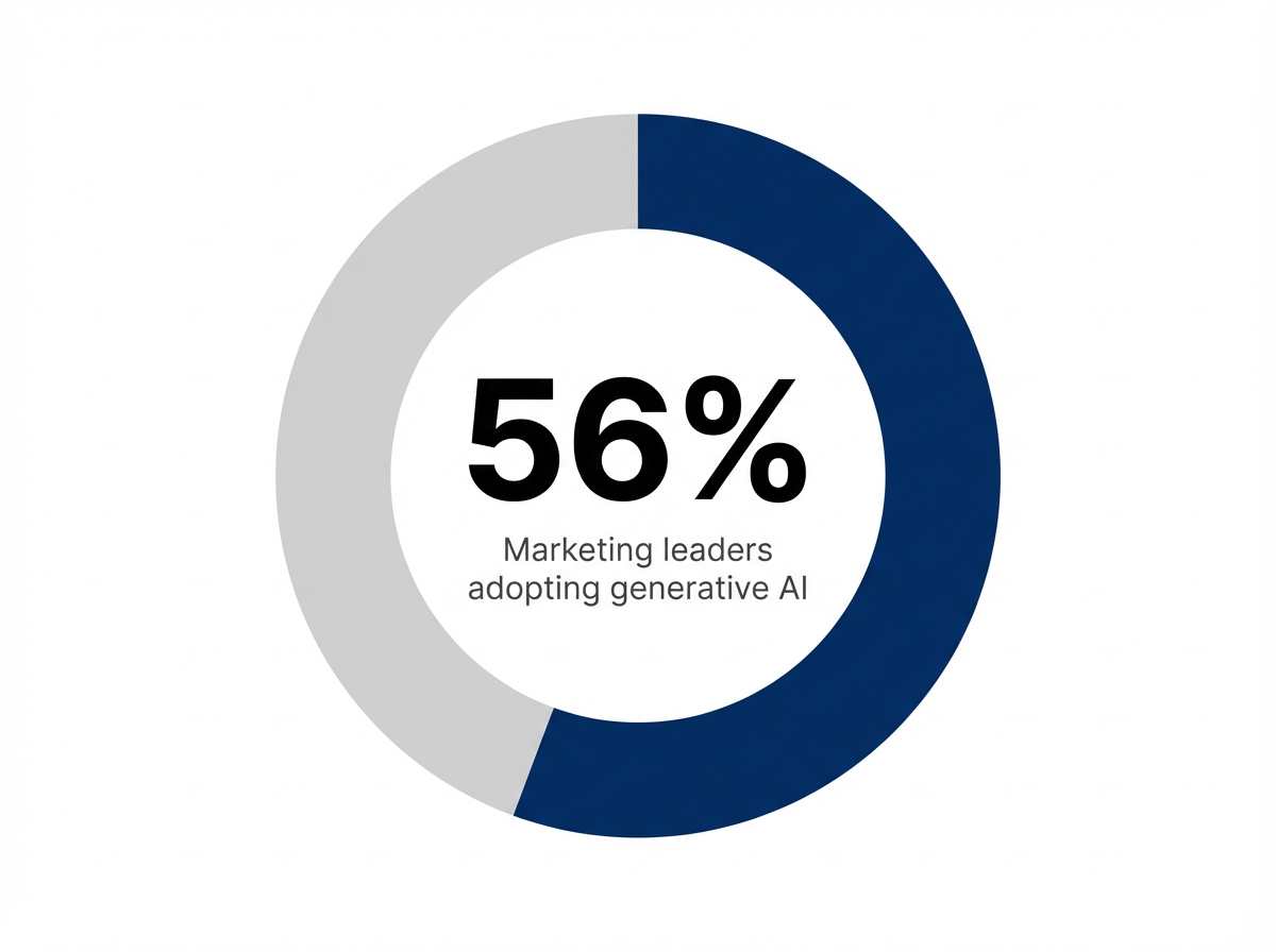 Infographic showing Marketing leaders investing in generative AI tools: 56%