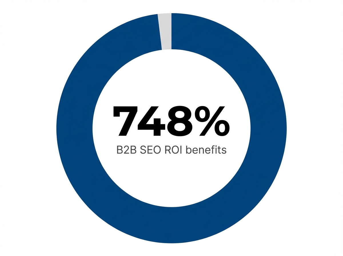 Infographic showing ROI of SEO for B2B companies: 748%