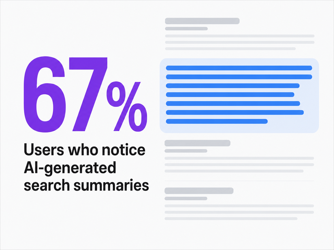 Infographic showing Users who notice AI-generated search summaries