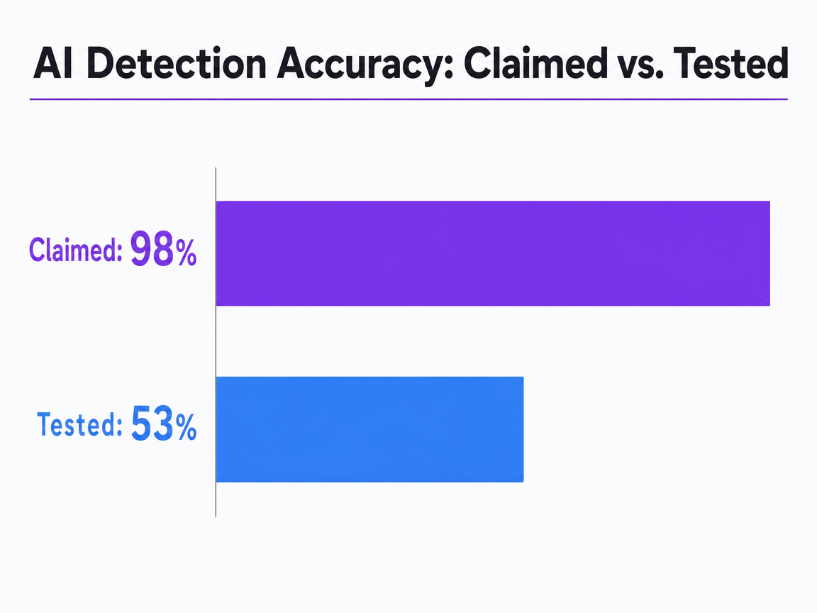 Chart showing AI Detection Accuracy: Claimed vs. Tested