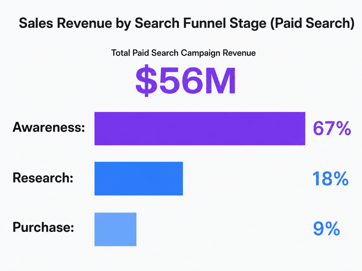 Chart showing Sales Revenue by Search Funnel Stage (Paid Search)