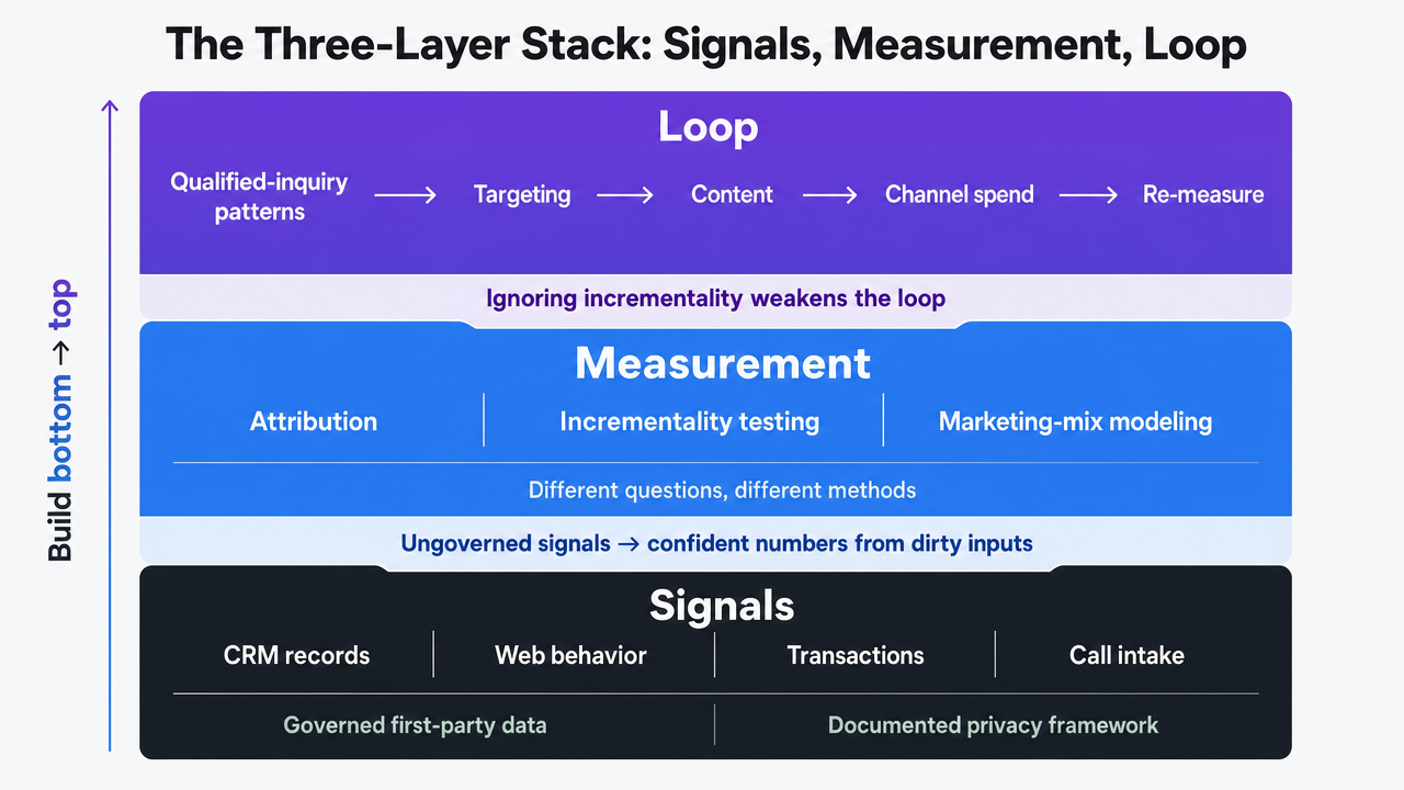 Visualize the three stacked operating layers introduced in this section as a foundational framework diagram, since the entire article structure depends on this stack