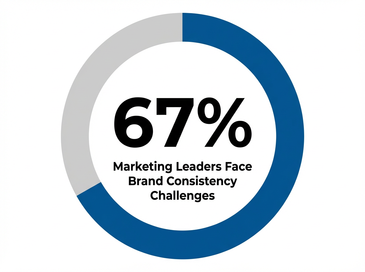 Infographic showing Marketing Leaders Reporting Increased Brand Consistency Challenges: 67%
