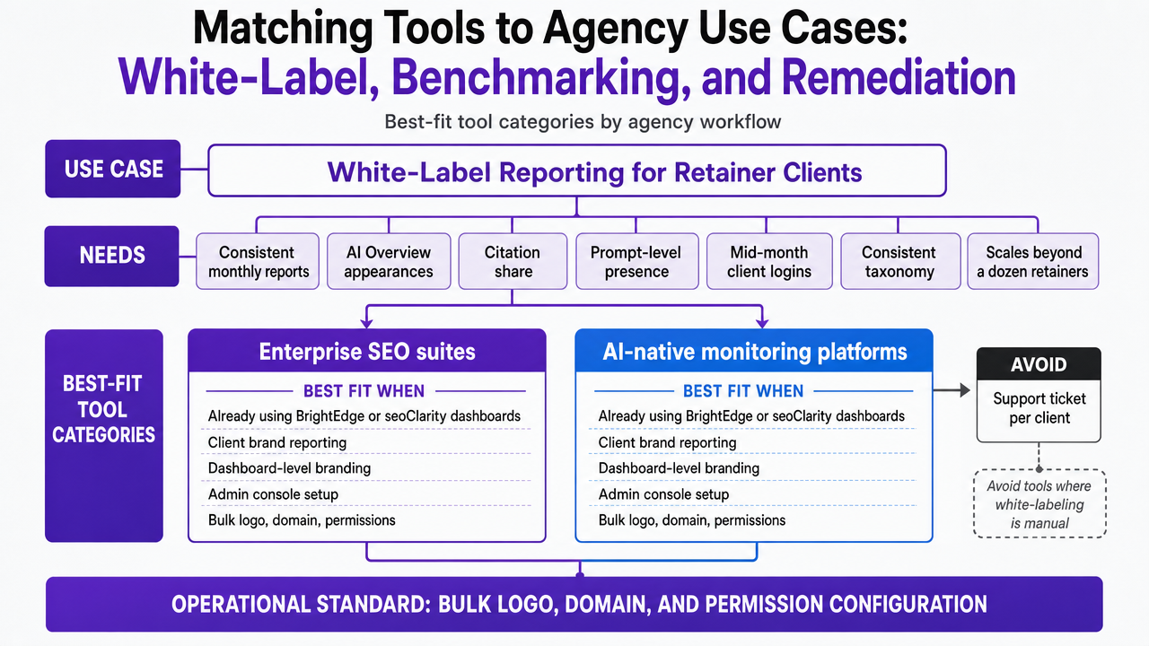 Comparison infographic mapping the three agency use cases from this section's subsections to their best-fit tool categories, reinforcing the decision framework