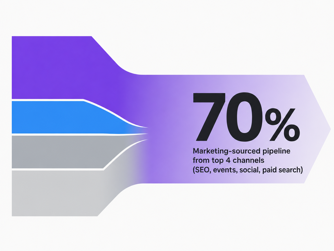 Infographic showing Marketing-sourced pipeline from top 4 channels (SEO, events, social, paid search)