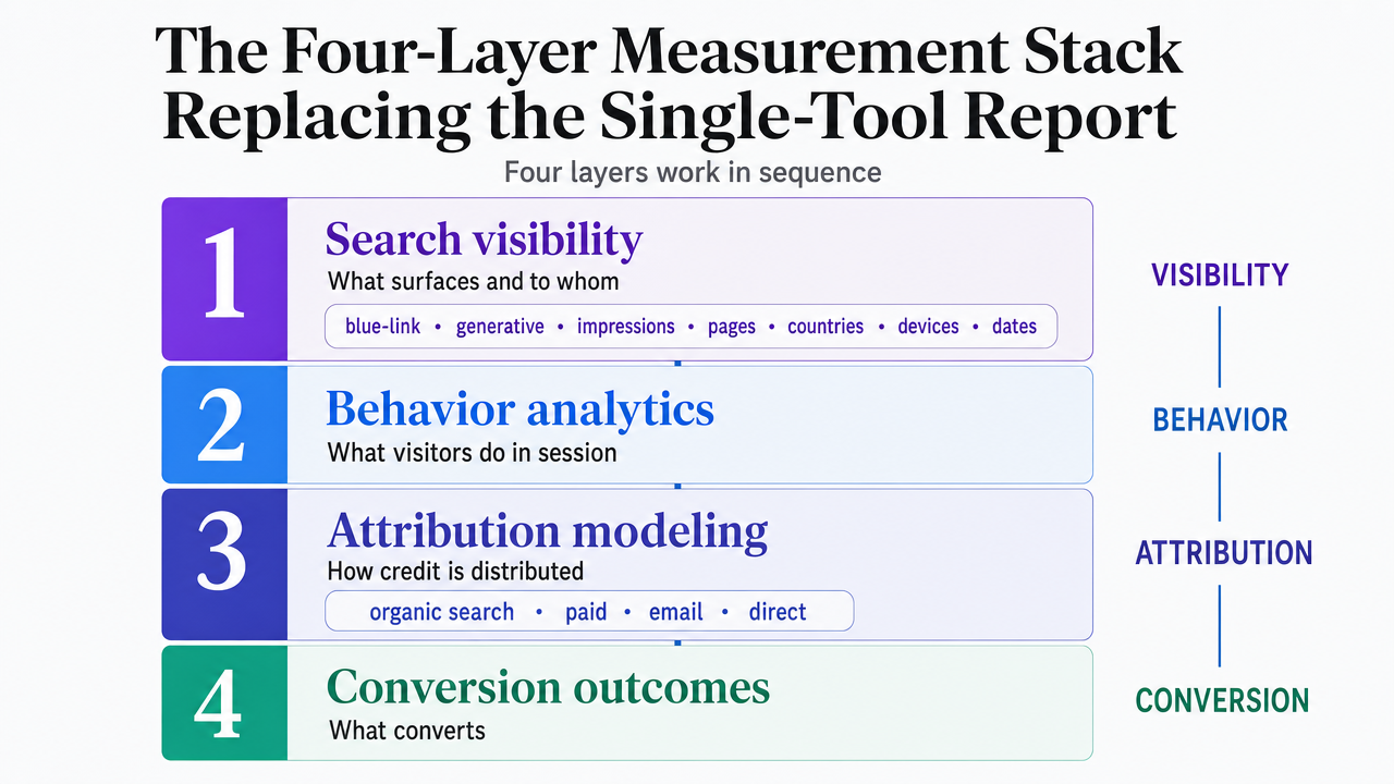 Visualize the four sequential measurement layers described in this section as a stacked framework, giving readers a mental model for the rest of the article