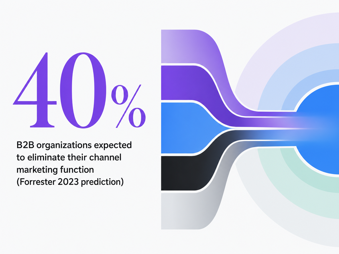 Infographic showing B2B organizations expected to eliminate their channel marketing function (Forrester 2023 prediction)