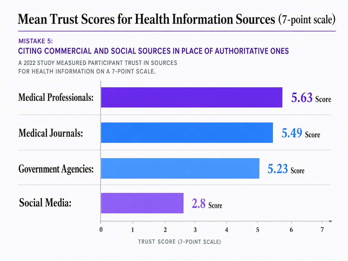 Chart showing Mean Trust Scores for Health Information Sources (7-point scale)