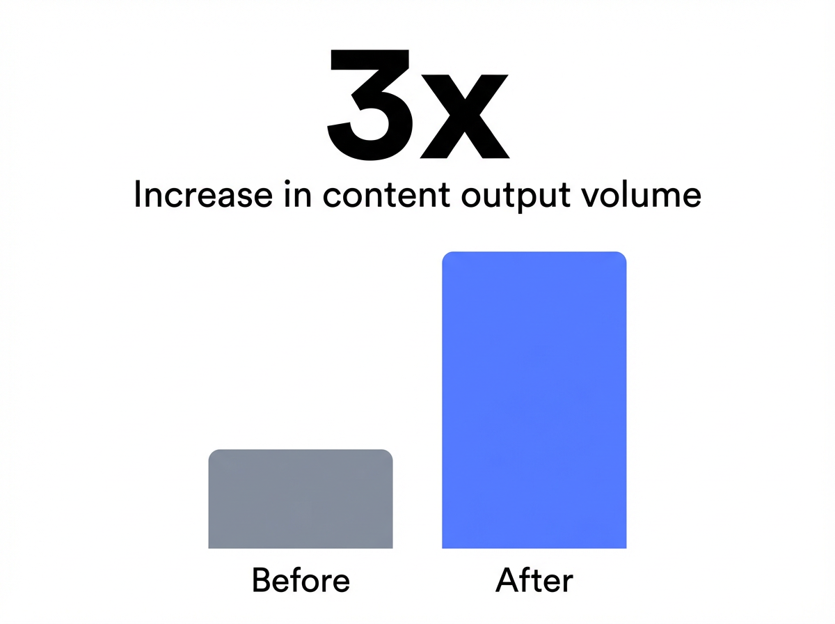 Infographic showing Increase in content output volume: 3x
