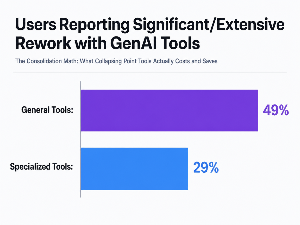 Chart showing Users Reporting Significant/Extensive Rework with GenAI Tools