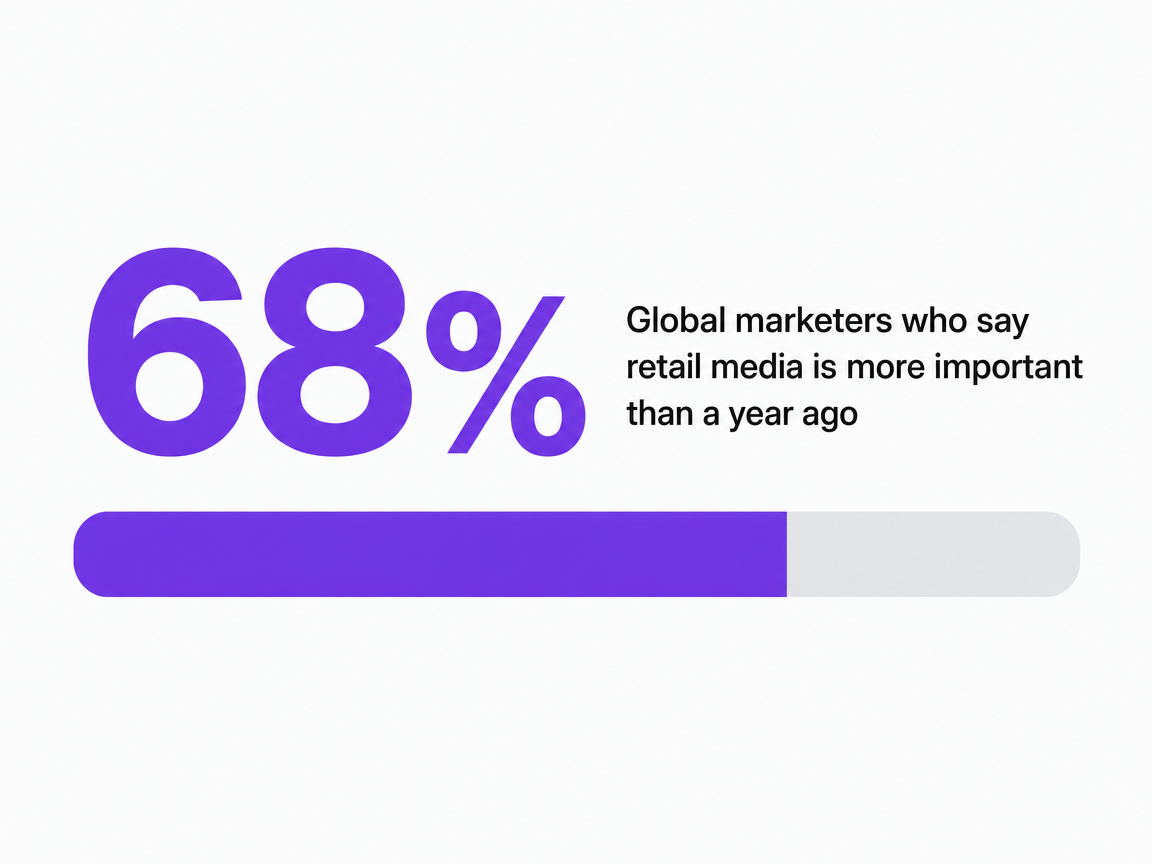 Infographic showing Global marketers who say retail media is more important than a year ago