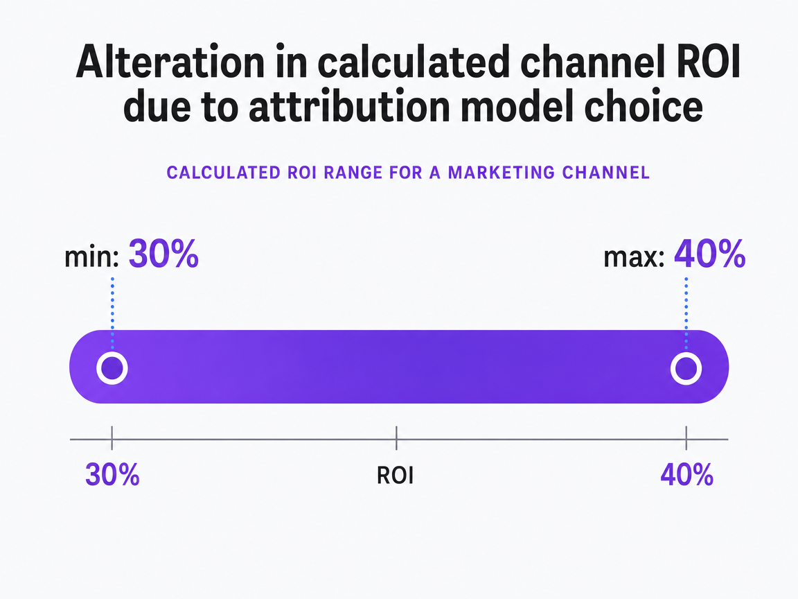 Chart showing Alteration in calculated channel ROI due to attribution model choice