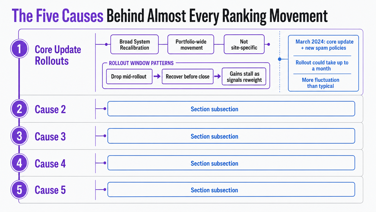 Visualize the five-cause taxonomy that the section explicitly enumerates, giving readers a scannable framework tied directly to the subsections