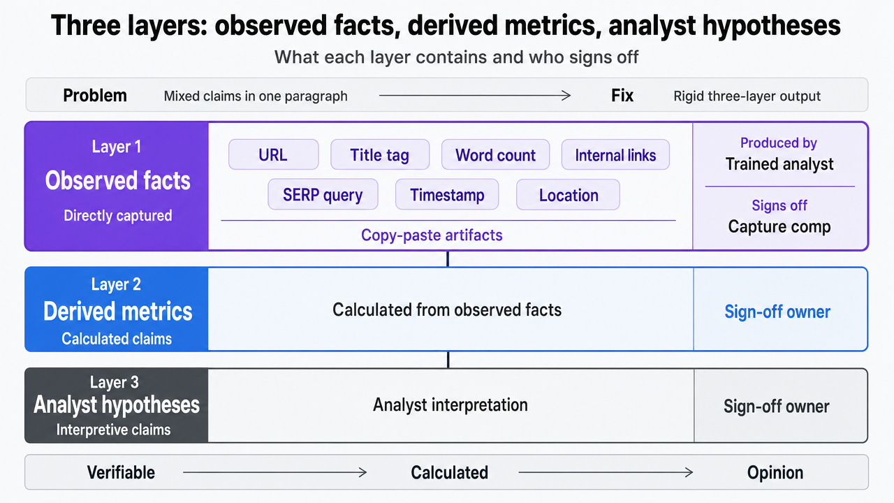 Visualize the three-layer output structure and sign-off ownership described in this section, since the section explicitly defines a governance framework with distinct layers and approvers
