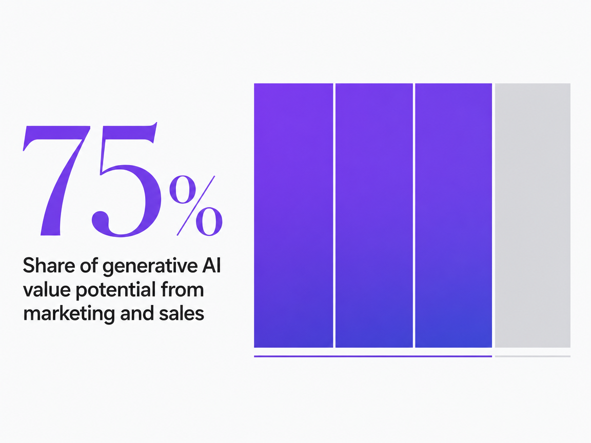 Infographic showing Share of generative AI value potential from marketing and sales