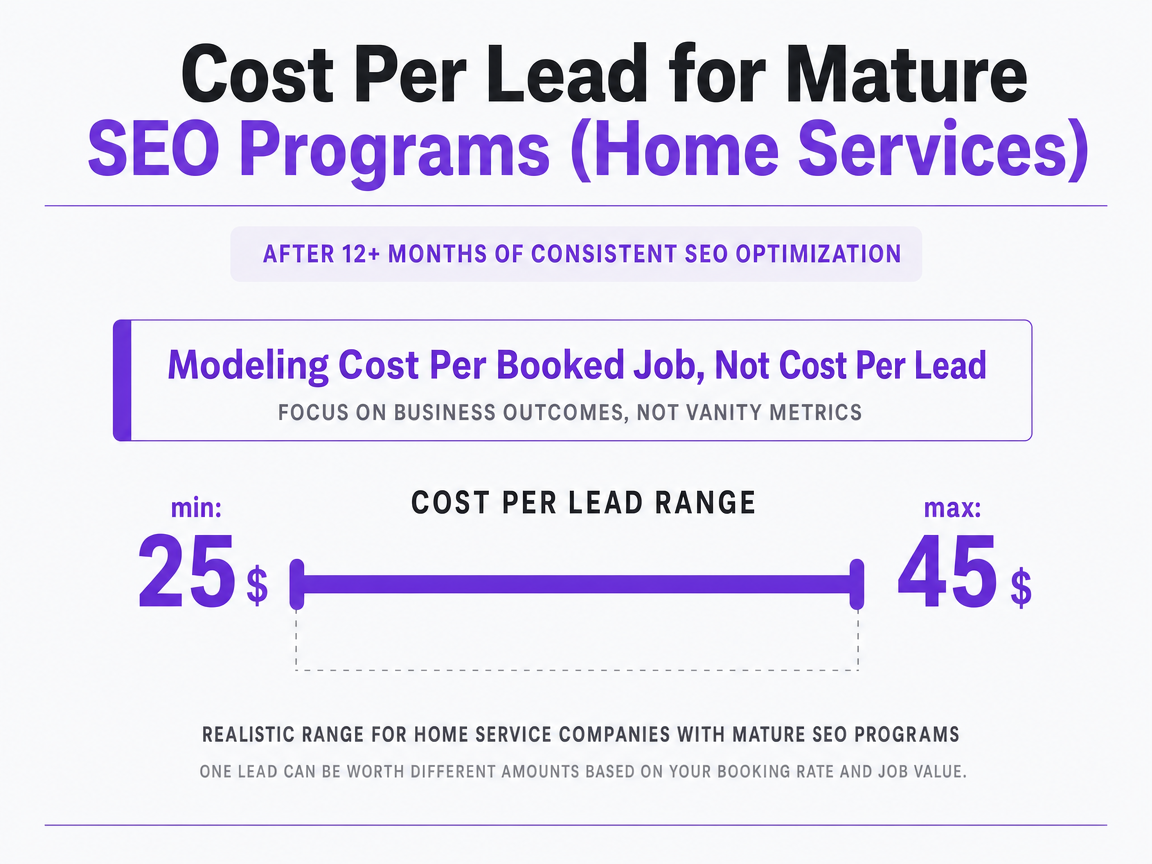 Chart showing Cost Per Lead for Mature SEO Programs (Home Services)