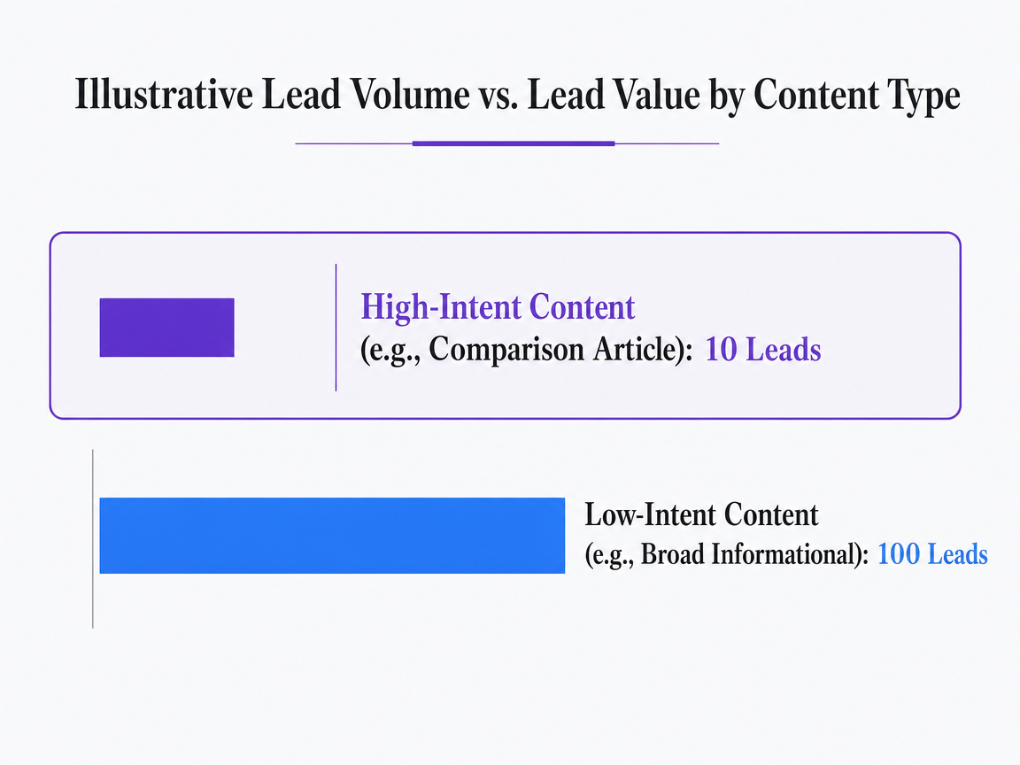 Chart showing Illustrative Lead Volume vs. Lead Value by Content Type