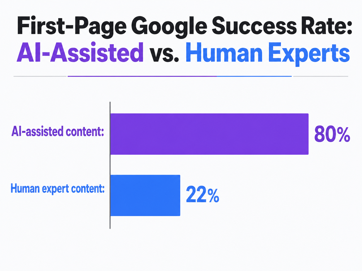 Chart showing First-Page Google Success Rate: AI-Assisted vs. Human Experts