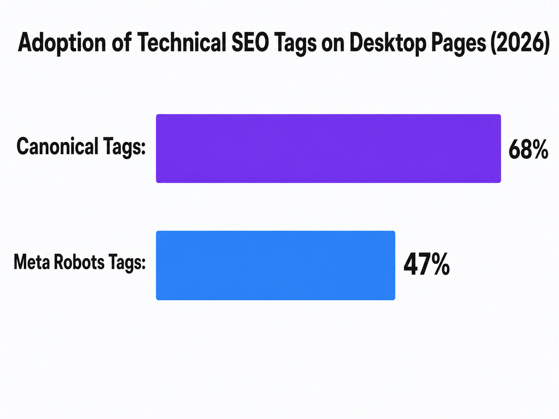 Chart showing Adoption of Technical SEO Tags on Desktop Pages (2026)