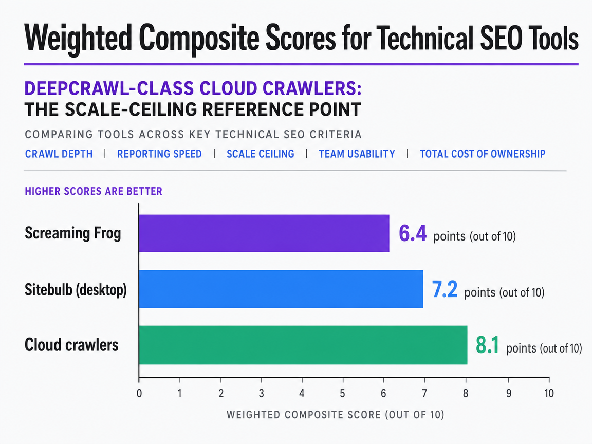 Chart showing Weighted Composite Scores for Technical SEO Tools
