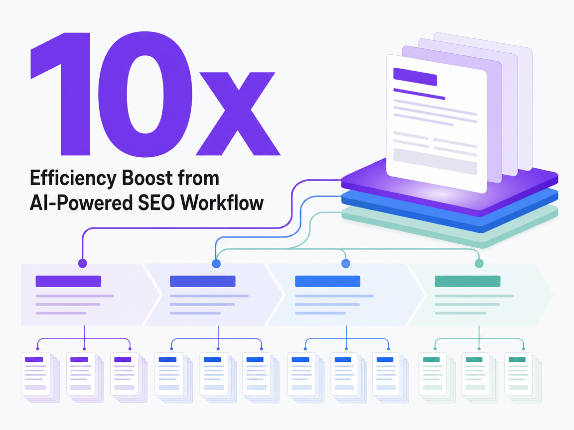 Infographic showing Efficiency Boost from AI-Powered SEO Workflow