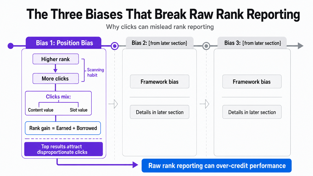 Process infographic comparing the three biases outlined in the section's subheadings, giving readers a compact reference for the framework