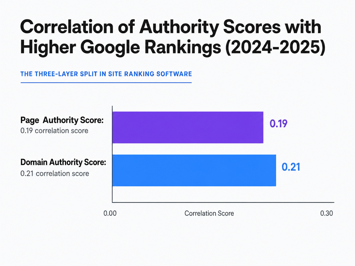 Chart showing Correlation of Authority Scores with Higher Google Rankings (2024-2025)