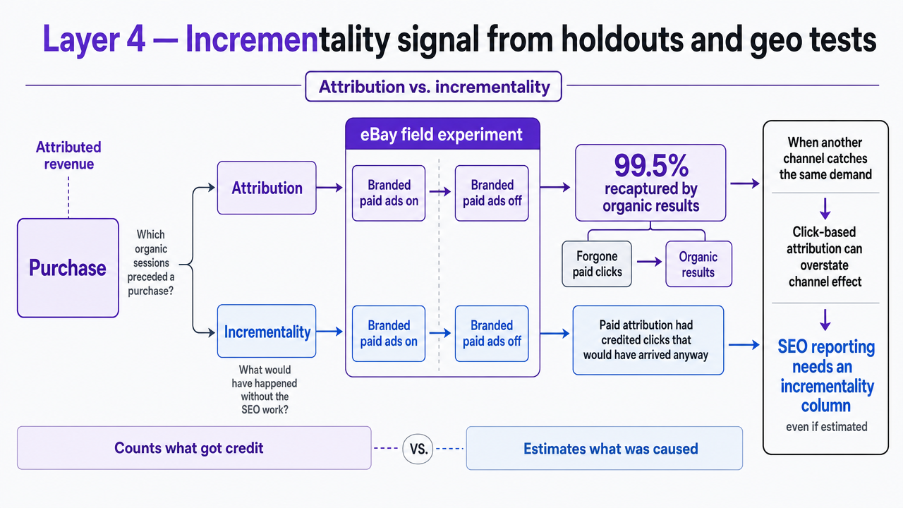 Show the eBay experiment's substitution effect that is cited in prose to justify the incrementality layer