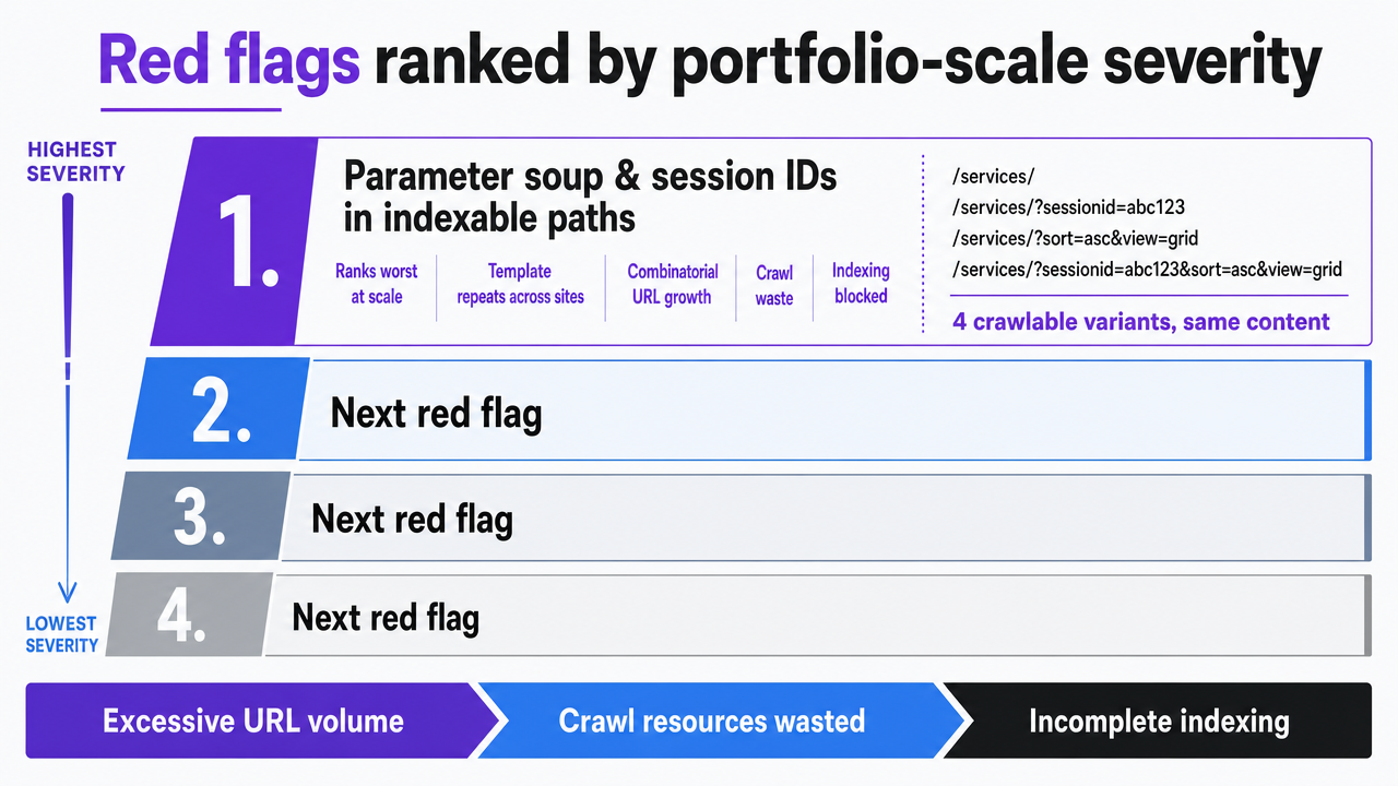Visualize the ranked comparison of four red flag categories introduced in this section, giving readers a scannable severity hierarchy that mirrors the subsection structure