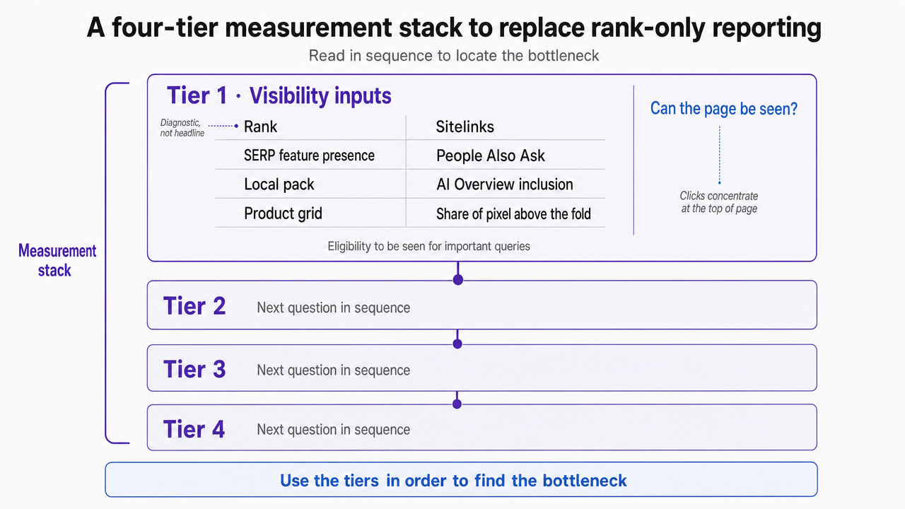Visualize the four-tier measurement stack described step-by-step in the section, giving readers a clear framework diagram tied directly to the prose