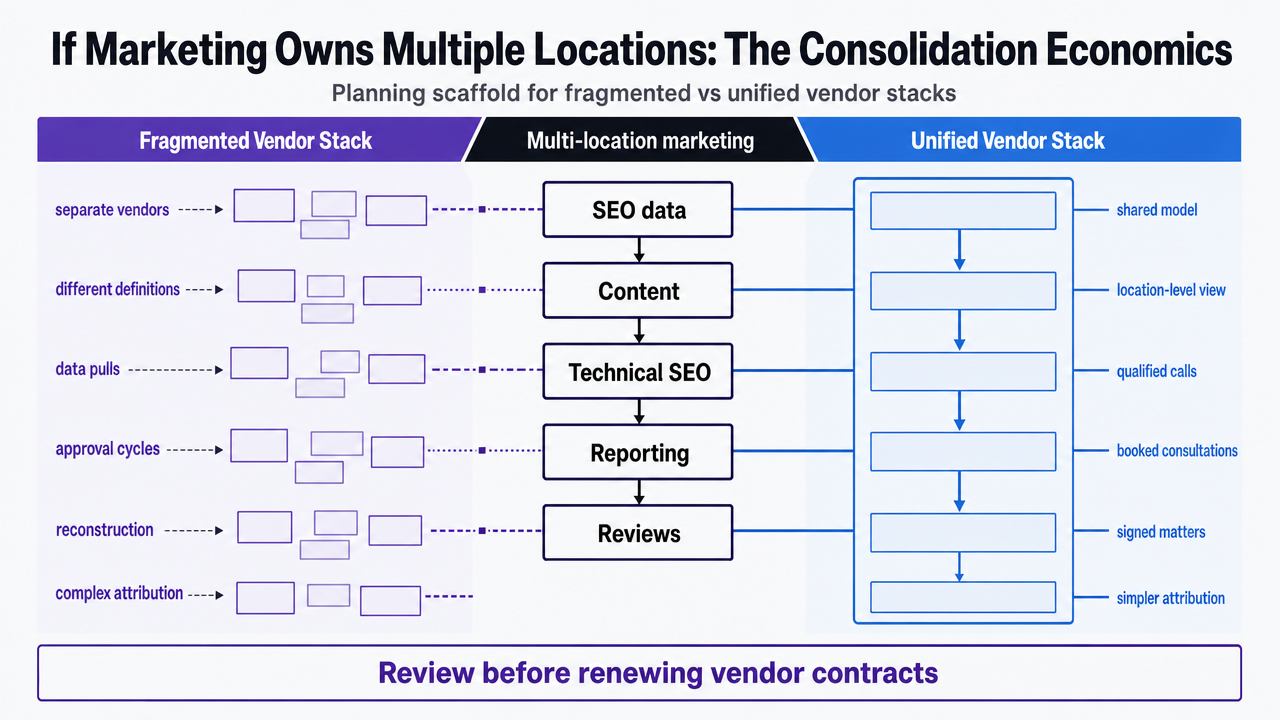 Translate the comparison table in this section into a visual side-by-side operating-model comparison, which the article explicitly presents as a planning scaffold for fragmented vs unified vendor stacks