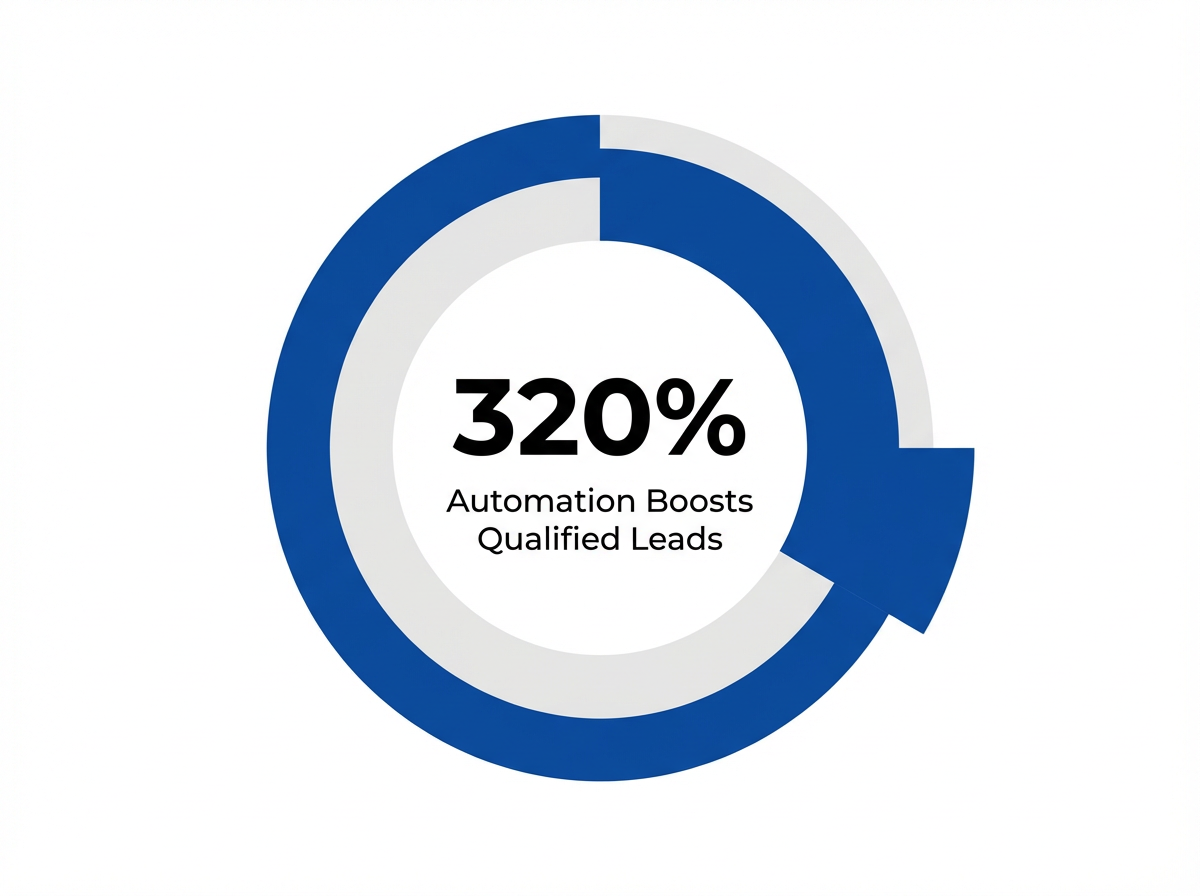 Infographic showing Increase in Qualified Leads with Automation: 320%